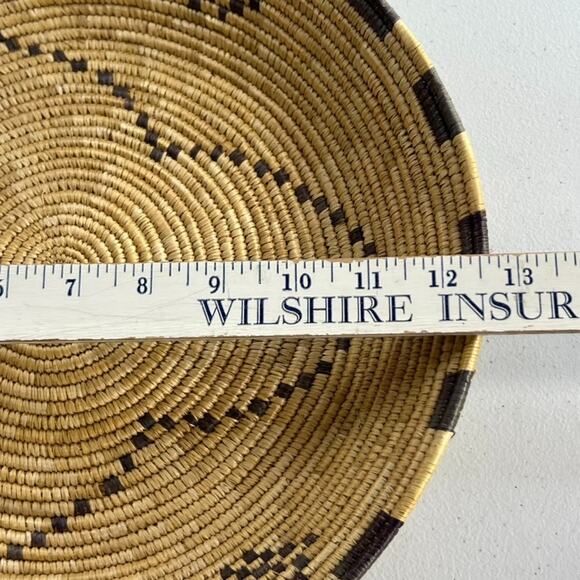 Vintage Tribal Coil Raffia Woven Basket Bowl 12.5" - Picture 6 of 8